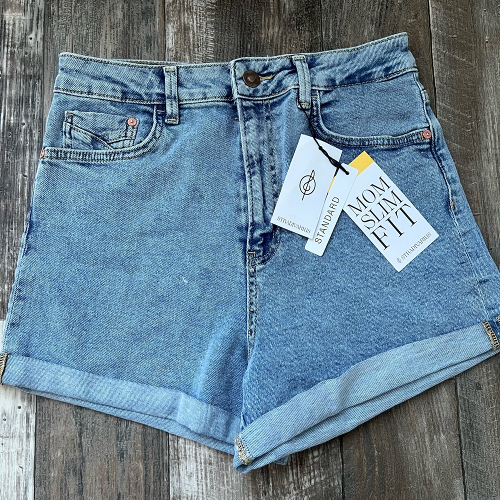 Stradivarius mom fit denim shorts